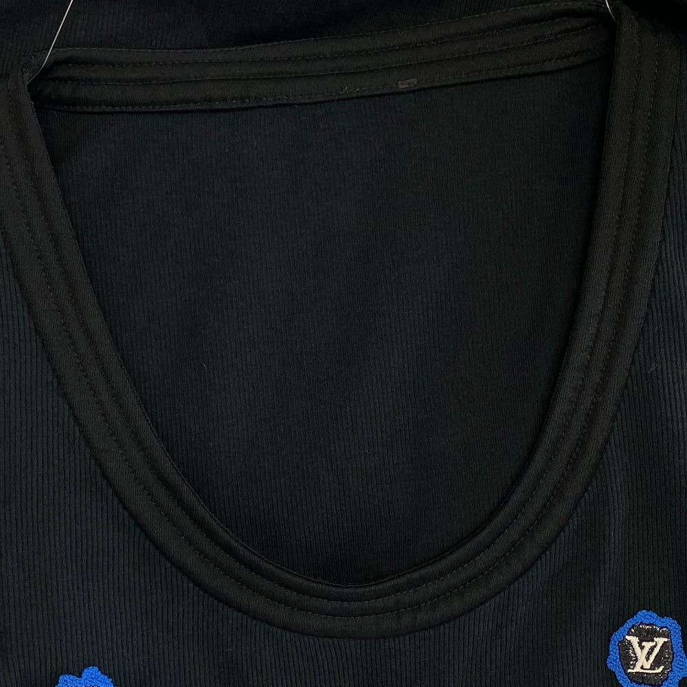 LOUIS VUITTON ルイ・ヴィトン RW151A F7TS07BT5 刺繍 ロゴ パッチ 半袖 ニット Tシャツ ブラック系【中古】