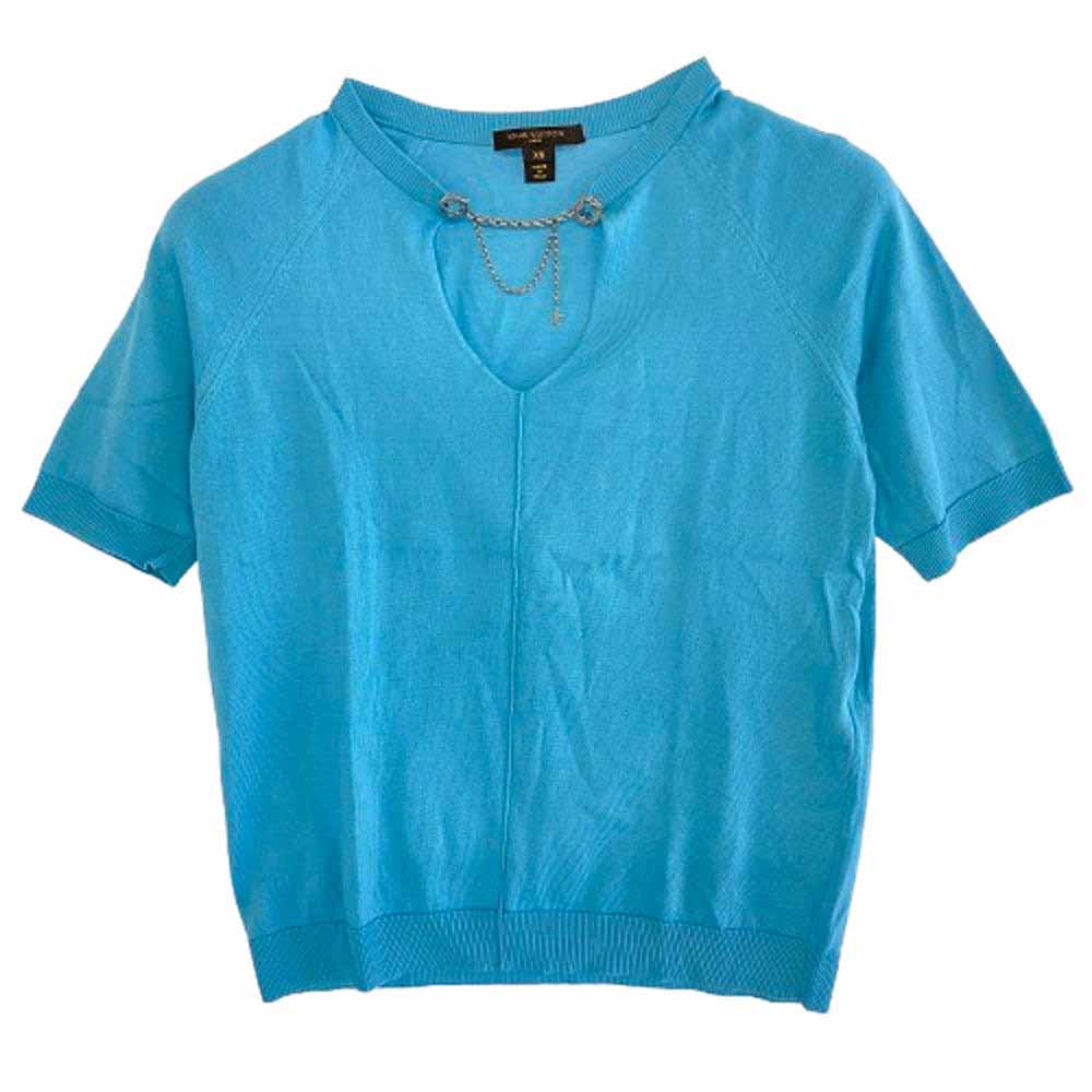 LOUIS VUITTON ルイ・ヴィトン RW091W WOKS01MUB チェーン 半袖 コットン ニット カットソー ライトブルー系 XS【中古】
