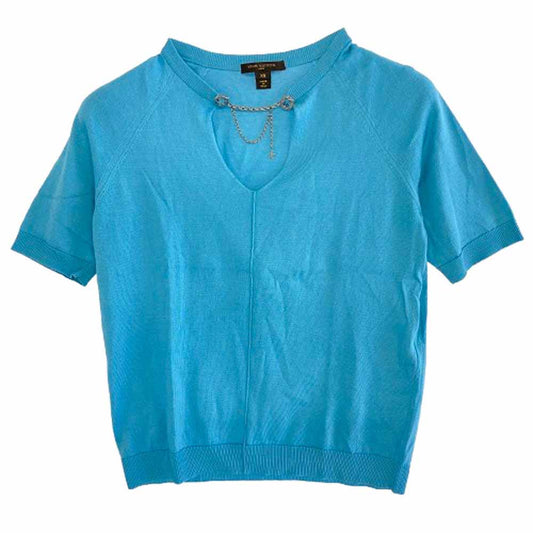 LOUIS VUITTON ルイ・ヴィトン RW091W WOKS01MUB チェーン 半袖 コットン ニット カットソー ライトブルー系 XS【中古】