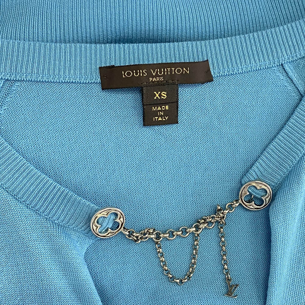 LOUIS VUITTON ルイ・ヴィトン RW091W WOKS01MUB チェーン 半袖 コットン ニット カットソー ライトブルー系 XS【中古】