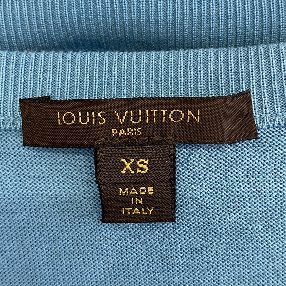 LOUIS VUITTON ルイ・ヴィトン RW091W WOKS01MUB チェーン 半袖 コットン ニット カットソー ライトブルー系 XS【中古】