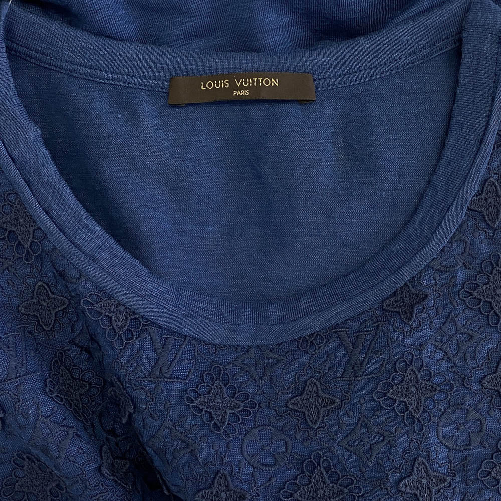 LOUIS VUITTON ルイ・ヴィトン RW121W F1TS07JFQ モノグラム 刺繍 半袖 Tシャツ ブルー系【中古】