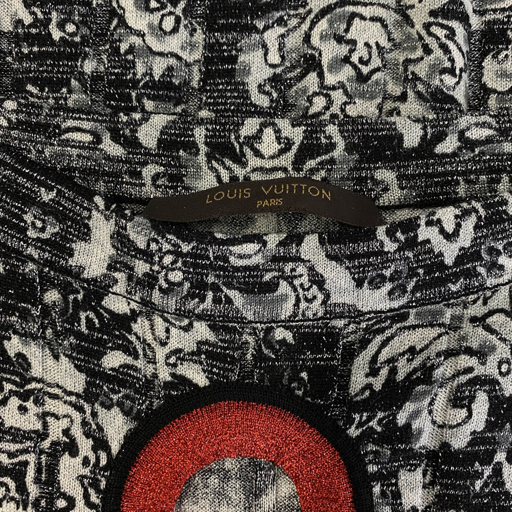 LOUIS VUITTON ルイ・ヴィトン RW151A F7KD17OHV 総柄 ニット ウール ノースリーブ ワンピース ブラック系【中古】