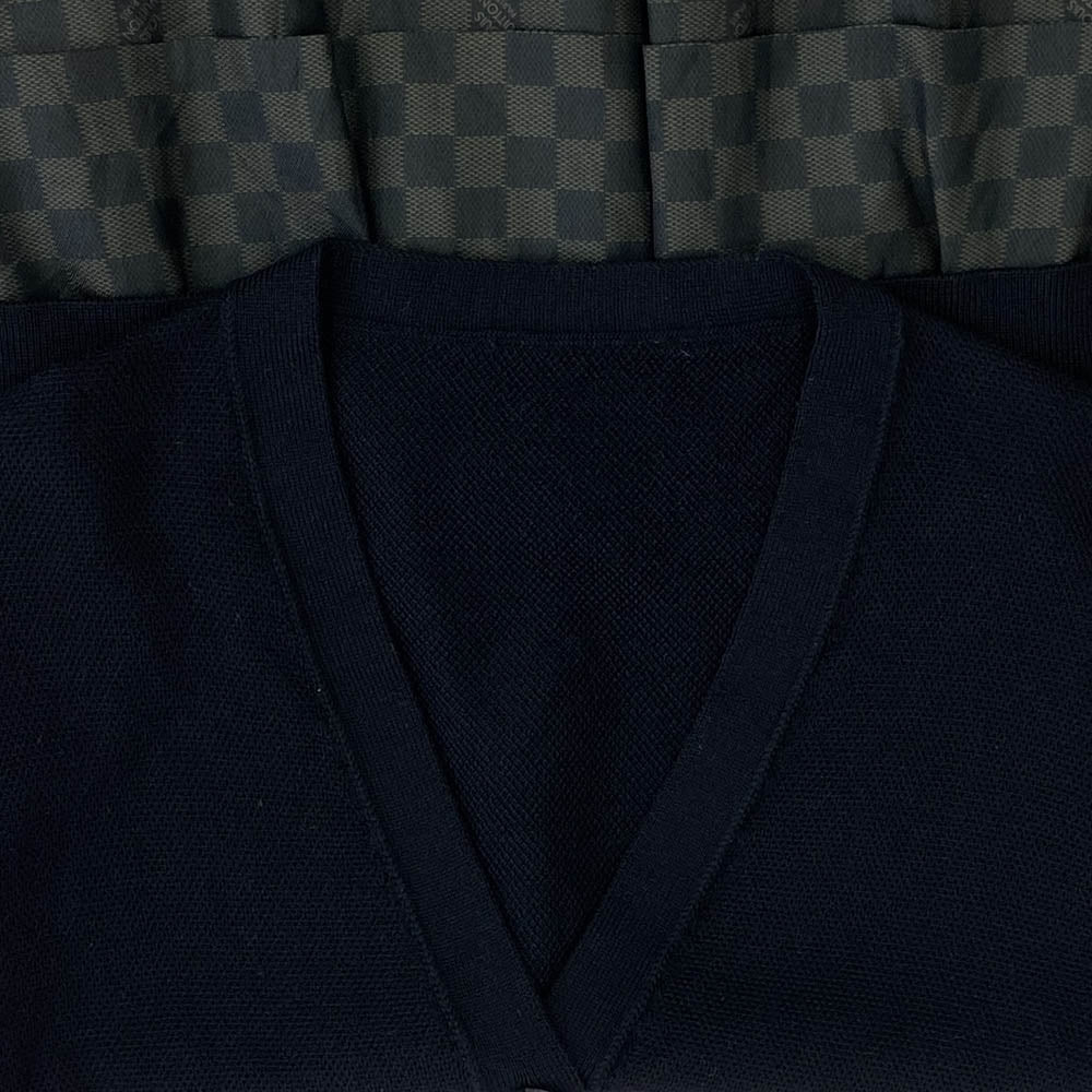 LOUIS VUITTON ルイ・ヴィトン RW132W F4KC06ODC ダミエ 切替 ウール シルク フリル カーディガン ブラック系【中古】