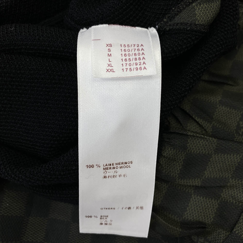 LOUIS VUITTON ルイ・ヴィトン RW132W F4KC06ODC ダミエ 切替 ウール シルク フリル カーディガン ブラック系【中古】