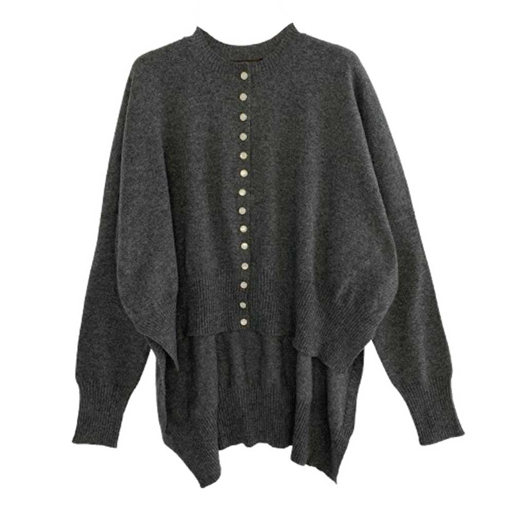 LOUIS VUITTON ルイ・ヴィトン RW171A OQK FBKC12 バックロング カシミヤ カーディガン ダークグレー系 XS【中古】