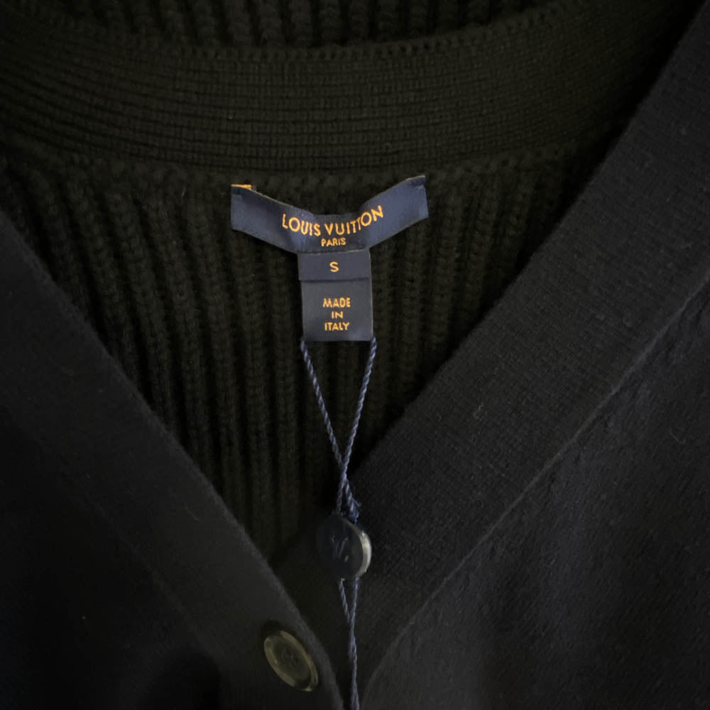 LOUIS VUITTON ルイ・ヴィトン FFKC97HWV ウール カシミヤ 切替 バックロング カーディガン ブラック系 ダークネイビー系 S【極上美品】【中古】