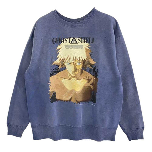 SAINT MICHAEL セントマイケル SM-HR8-0000-C08 攻殻機動隊 GS CRW N SWT GST IN THE S クルーネック スウェット ゴースト イン ザ シェル トレーナー Ｍサイズ ブルー系 M【極上美品】【中古】