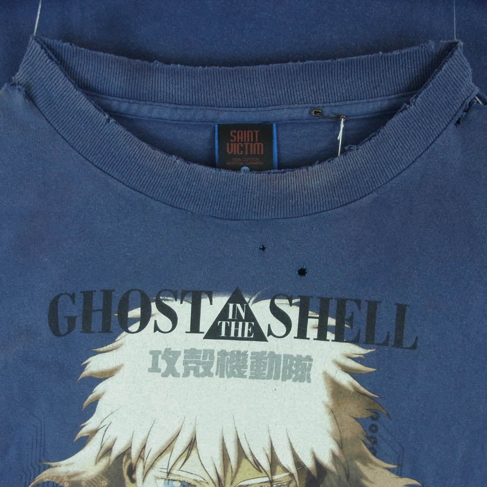 SAINT MICHAEL セントマイケル 25SS SM-HR3-0000-C07 攻殻機動隊 GS_SS TEE GST IN THE S ゴースト イン ザ シェル  ショート スリーブ 半袖 Tシャツ ネイビー系 L【美品】【中古】