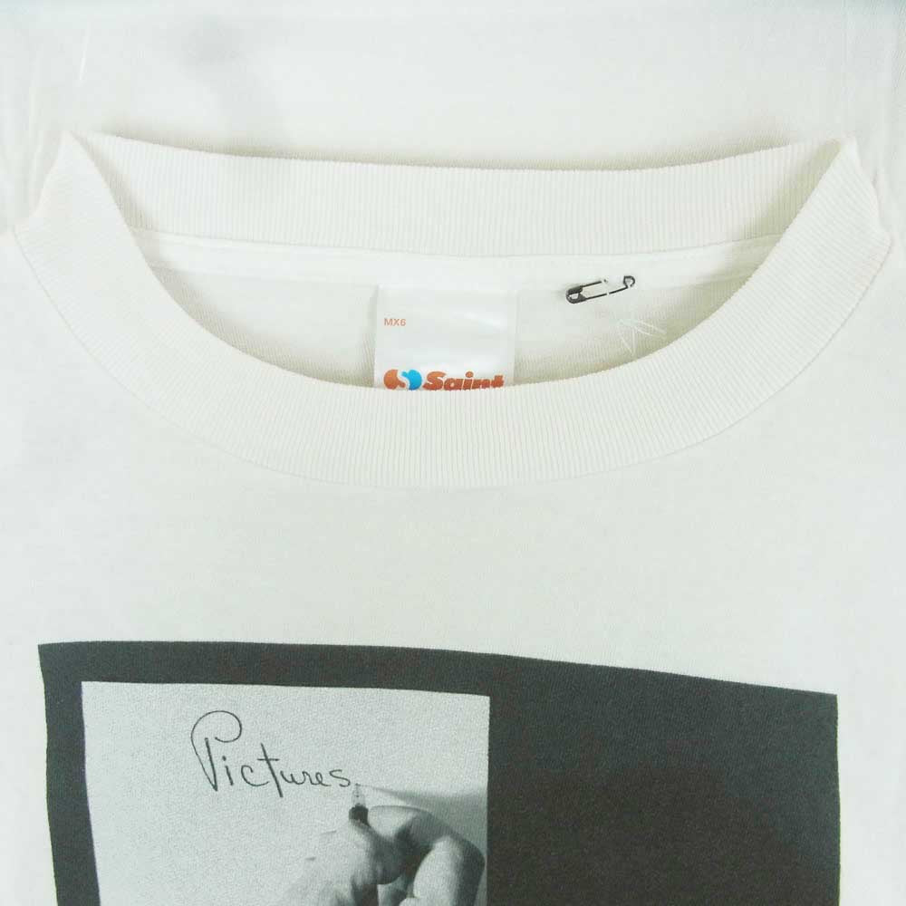 SAINT MICHAEL セントマイケル 25SS SM-HR3-0000-C18 PICTURES MT SS TEE フォト プリント クルー ネック カットソー 半袖 Tシャツ オフホワイト系 L【極上美品】【中古】