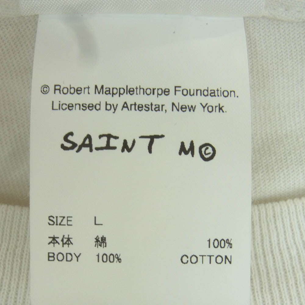 SAINT MICHAEL セントマイケル 25SS SM-HR3-0000-C18 PICTURES MT SS TEE フォト プリント クルー ネック カットソー 半袖 Tシャツ オフホワイト系 L【極上美品】【中古】