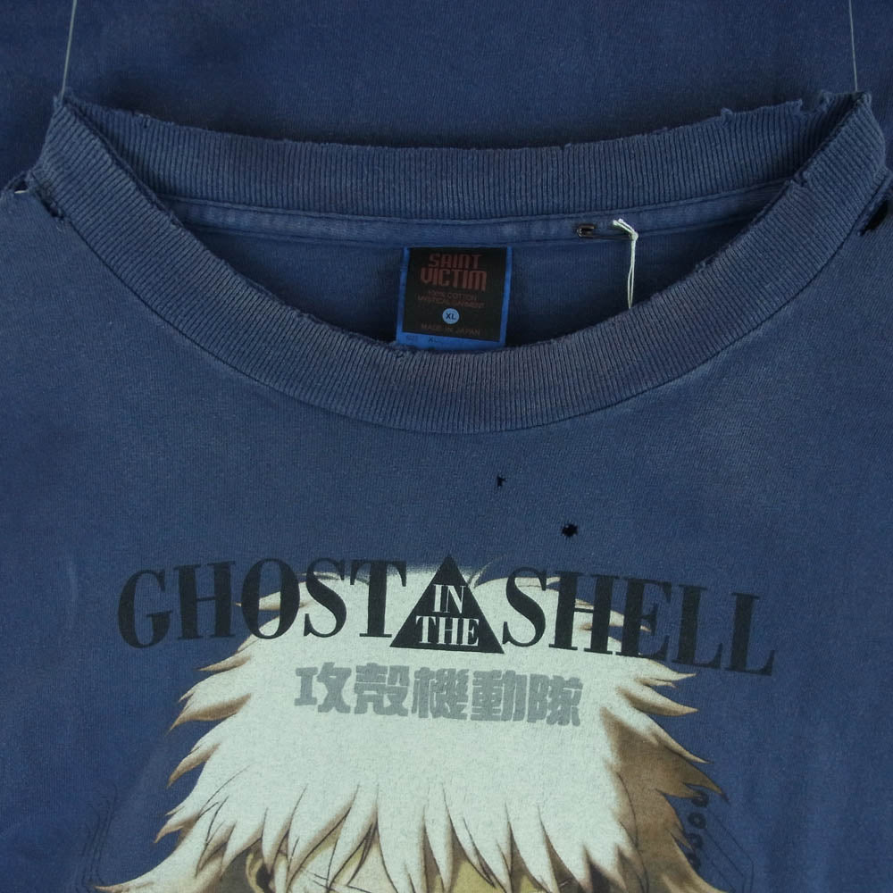 SAINT MICHAEL セントマイケル 25SS SM-HR3-0000-C07 攻殻機動隊 GS_SS TEE GST IN THE S ゴースト イン ザ シェル ショート スリーブ 半袖 Tシャツ ネイビー系 XL【極上美品】【中古】