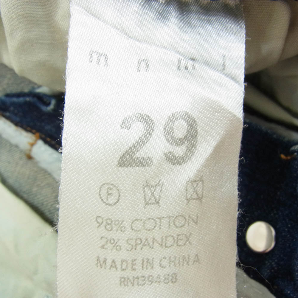 ミニマル 裾ジップ ダメージ スキニー デニム パンツ インディゴブルー系 29【中古】