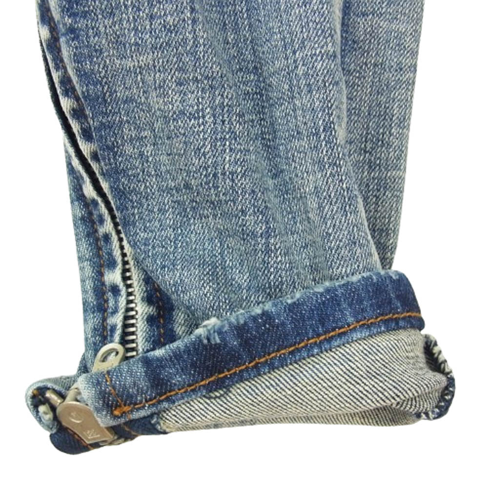 ミニマル 裾ジップ ダメージ スキニー デニム パンツ インディゴブルー系 29【中古】