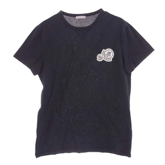 MONCLER モンクレール MAGLIA T-SHIRT ダブル ロゴ ワッペン 半袖 Ｔシャツ ブラック系 M【中古】