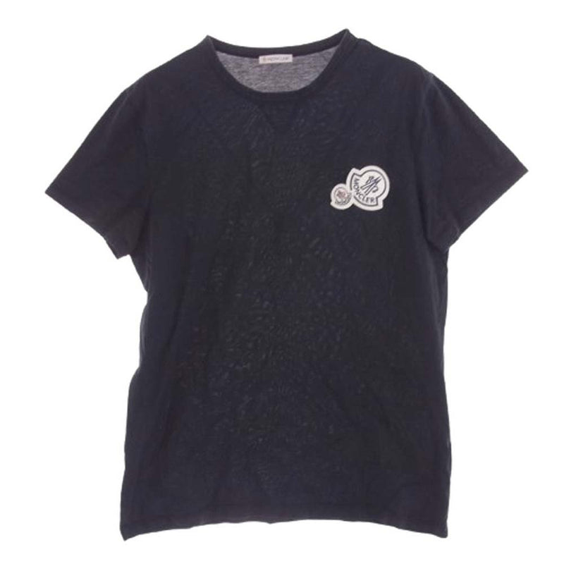 MONCLER モンクレール MAGLIA T-SHIRT ダブル ロゴ ワッペン 半袖 Ｔシャツ ブラック系 M【中古】