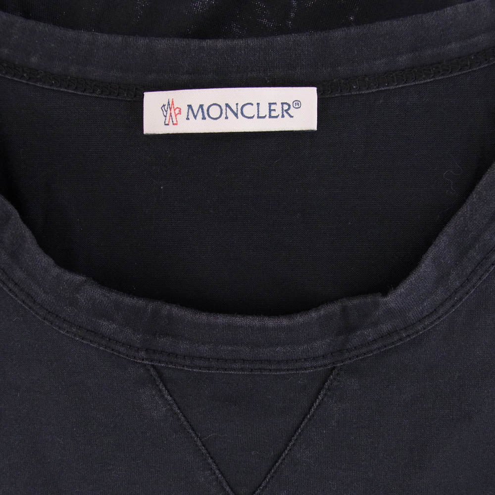 MONCLER モンクレール MAGLIA T-SHIRT ダブル ロゴ ワッペン 半袖 Ｔシャツ ブラック系 M【中古】