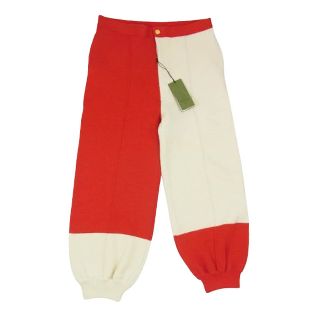 GUCCI グッチ 724731 XKCV3 バイカラー ニット ロング パンツ レッド系 L【極上美品】【中古】