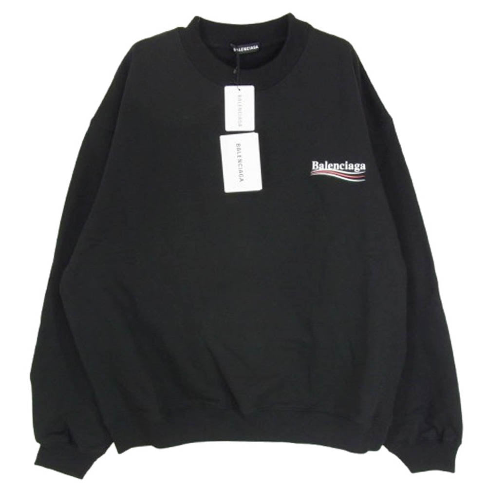 BALENCIAGA バレンシアガ 536585 TBV14 キャンペーンロゴ クルーネック スウェット ブラック系 XXL【極上美品】【中古】