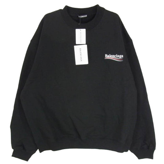BALENCIAGA バレンシアガ 536585 TBV14 キャンペーンロゴ クルーネック スウェット ブラック系 XXL【極上美品】【中古】