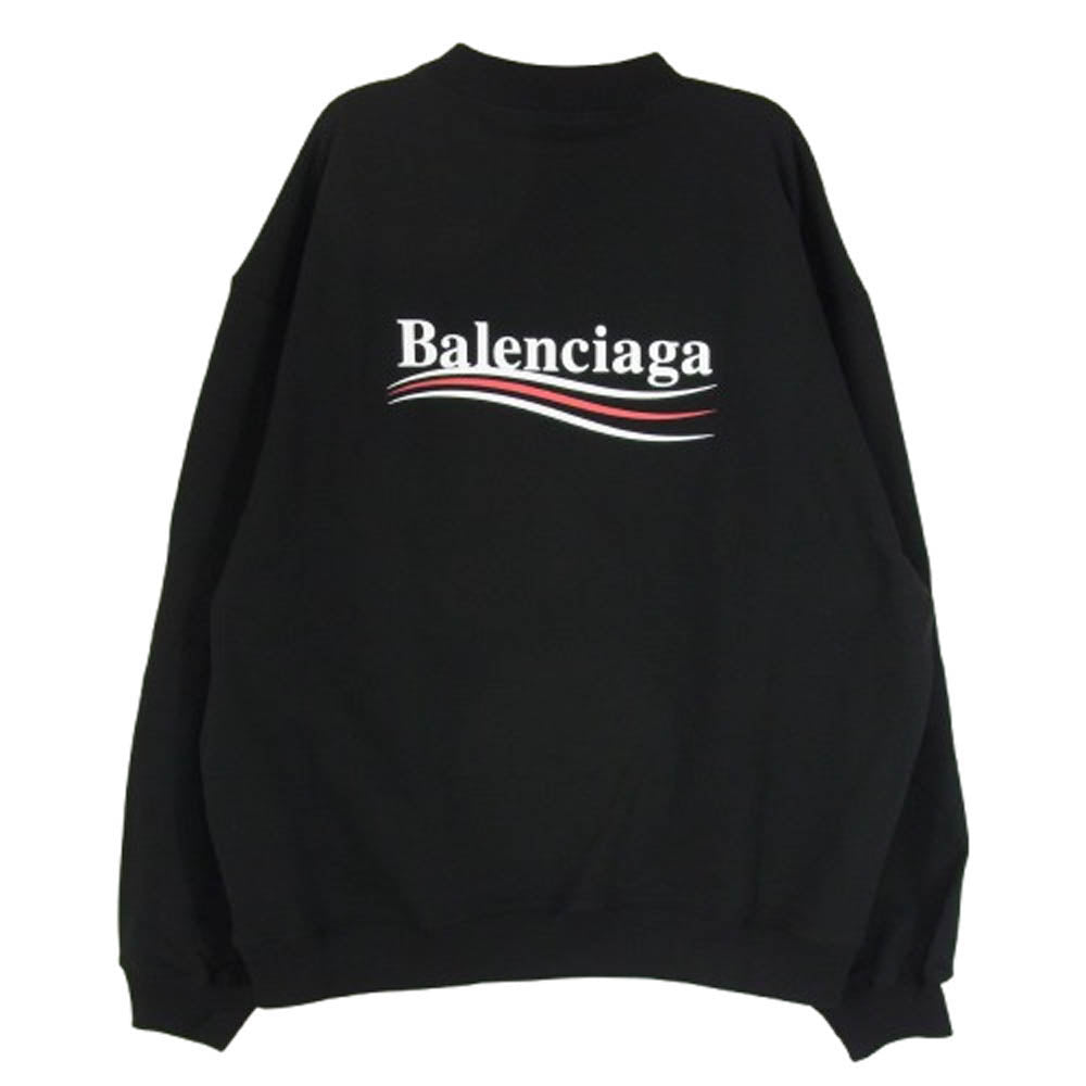 BALENCIAGA バレンシアガ 536585 TBV14 キャンペーンロゴ クルーネック スウェット ブラック系 XXL【極上美品】【中古】