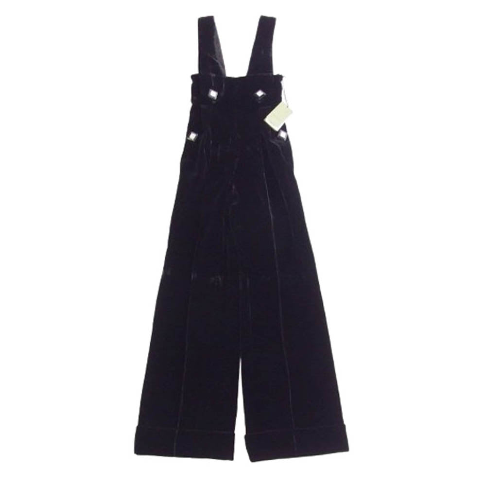 GUCCI グッチ 725971 ZAGN6 シルク混ベルベット ジャンプスーツ サロペット ブラック系 34【極上美品】【中古】