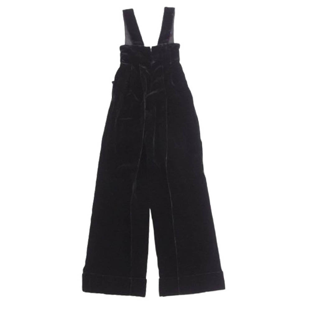GUCCI グッチ 725971 ZAGN6 シルク混ベルベット ジャンプスーツ サロペット ブラック系 34【極上美品】【中古】