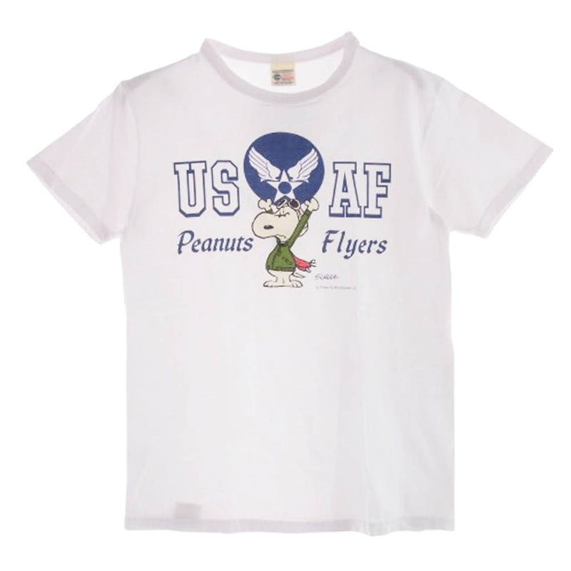 Buzz Rickson's バズリクソンズ PEANUTS スヌーピー USAF PEANUTS FLYERS プリント 半袖 Tシャツ ホワイト ホワイト系 S【中古】