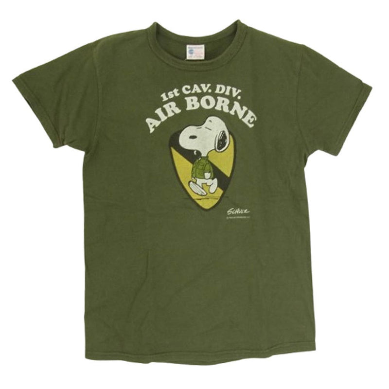 Buzz Rickson's バズリクソンズ PEANUTS スヌーピー 半袖Tシャツ グリーン カーキ系 S【中古】