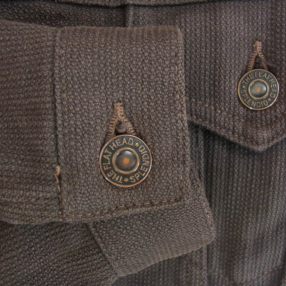 THE FLAT HEAD ザフラットヘッド 6004W 3rdタイプ トラッカー ピケ ジャケット ブラウン系 34【中古】
