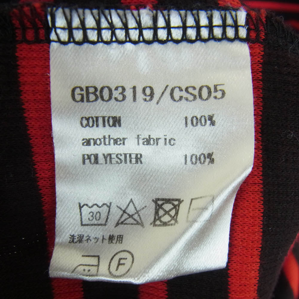 glamb グラム GB0319/CS05 ヘンリーネック ボーダー カットソー 長袖 Tシャツ 日本製 レッド系 ブラック系 4【中古】
