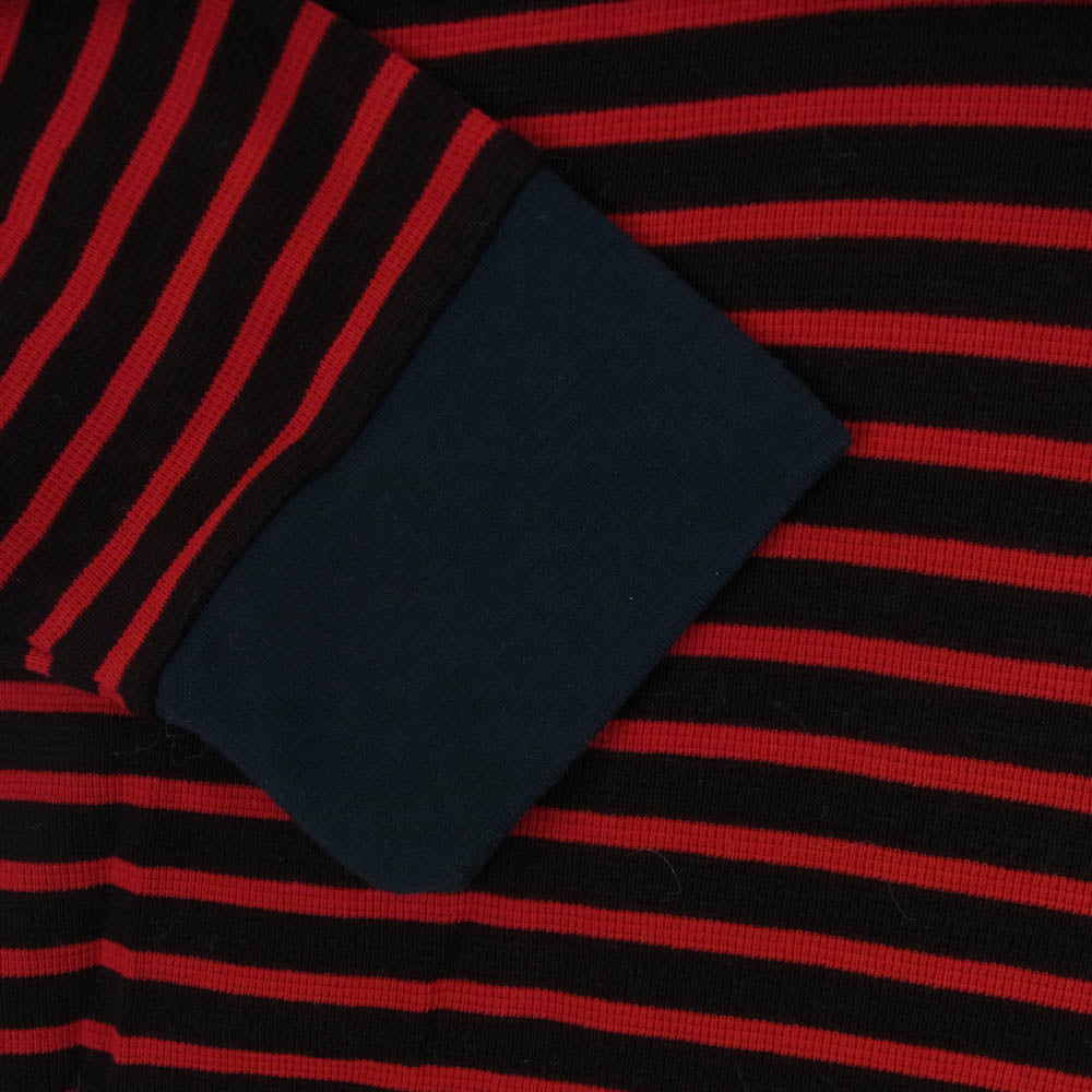 glamb グラム GB0319/CS05 ヘンリーネック ボーダー カットソー 長袖 Tシャツ 日本製 レッド系 ブラック系 4【中古】