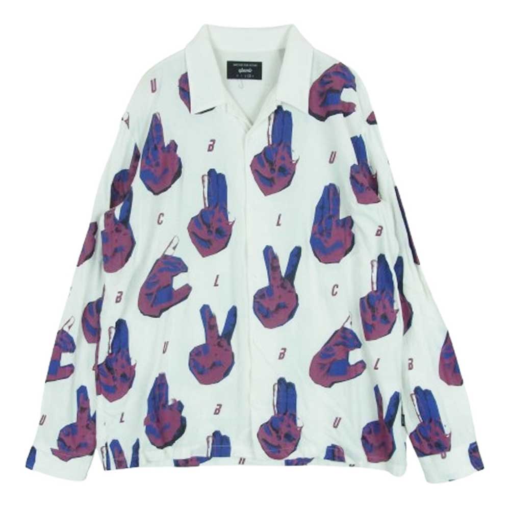 glamb グラム GB0419/SH01 CLUB SH 総柄 クラブ オープンカラー 長袖 シャツ ホワイト系 パープル系 ブルー系 3【中古】