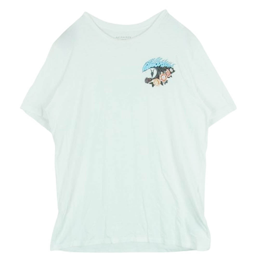ALLSAINTS オールセインツ MG224W フラワー ロゴ プリント 半袖 Tシャツ カットソー ポルトガル製 ホワイト系 L【中古】