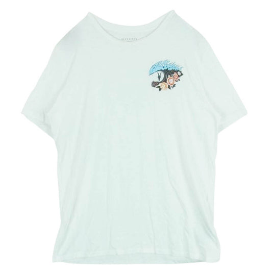 ALLSAINTS オールセインツ MG224W フラワー ロゴ プリント 半袖 Tシャツ カットソー ポルトガル製 ホワイト系 L【中古】