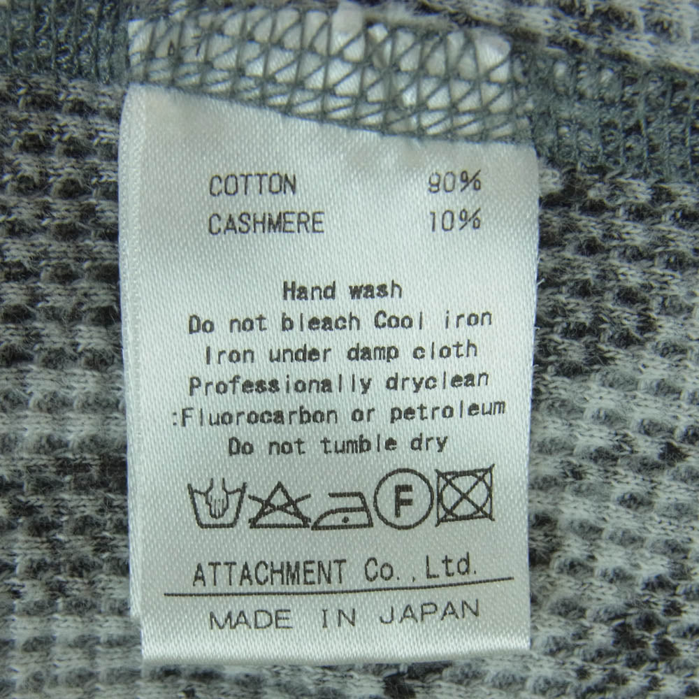 KAZUYUKI KUMAGAI ATTACHMENT カズユキクマガイアタッチメント カシミヤ混 総柄 サーマル ワッフル 長袖 カットソー グレー系 3【中古】