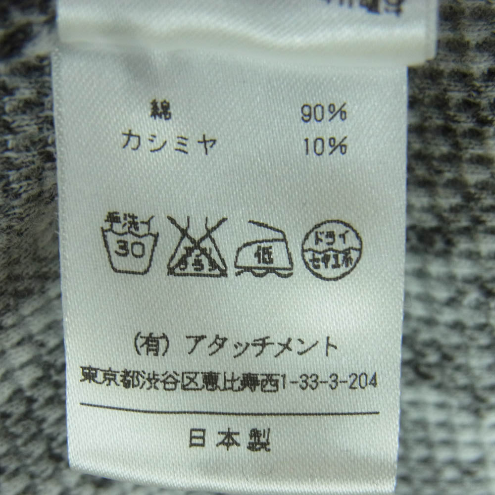 KAZUYUKI KUMAGAI ATTACHMENT カズユキクマガイアタッチメント カシミヤ混 総柄 サーマル ワッフル 長袖 カットソー グレー系 3【中古】