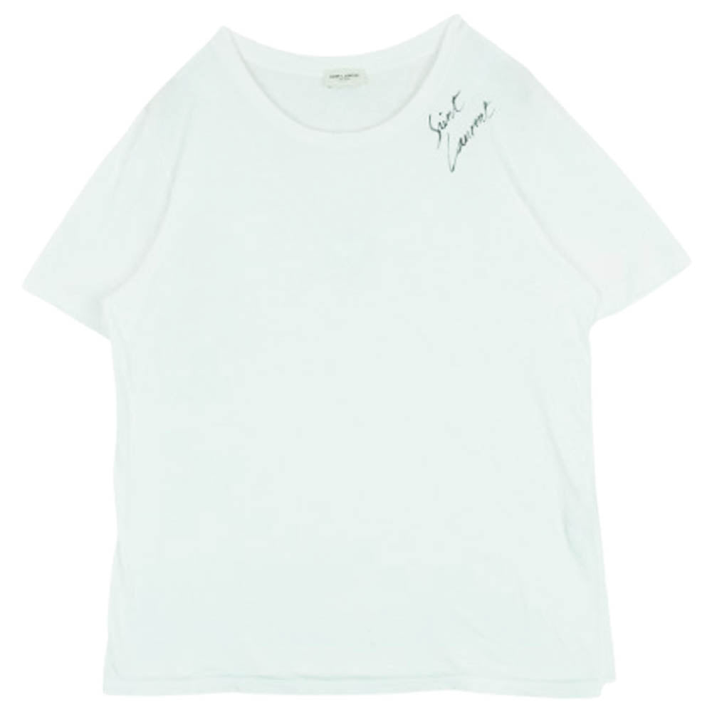 SAINT LAURENT サンローラン 480404 YB1HC ロゴプリント クルーネック 半袖 Tシャツ コットン イタリア製 ホワイト系 M【中古】