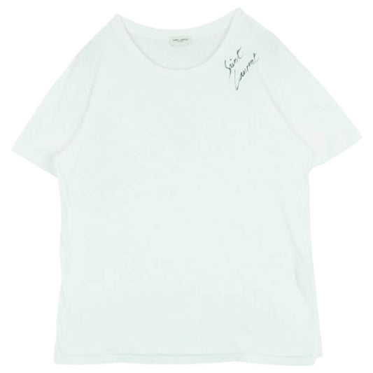 SAINT LAURENT サンローラン 480404 YB1HC ロゴプリント クルーネック 半袖 Tシャツ コットン イタリア製 ホワイト系 M【中古】