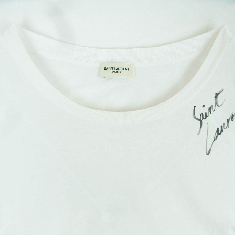 SAINT LAURENT サンローラン 480404 YB1HC ロゴプリント クルーネック 半袖 Tシャツ コットン イタリア製 ホワイト系 M【中古】