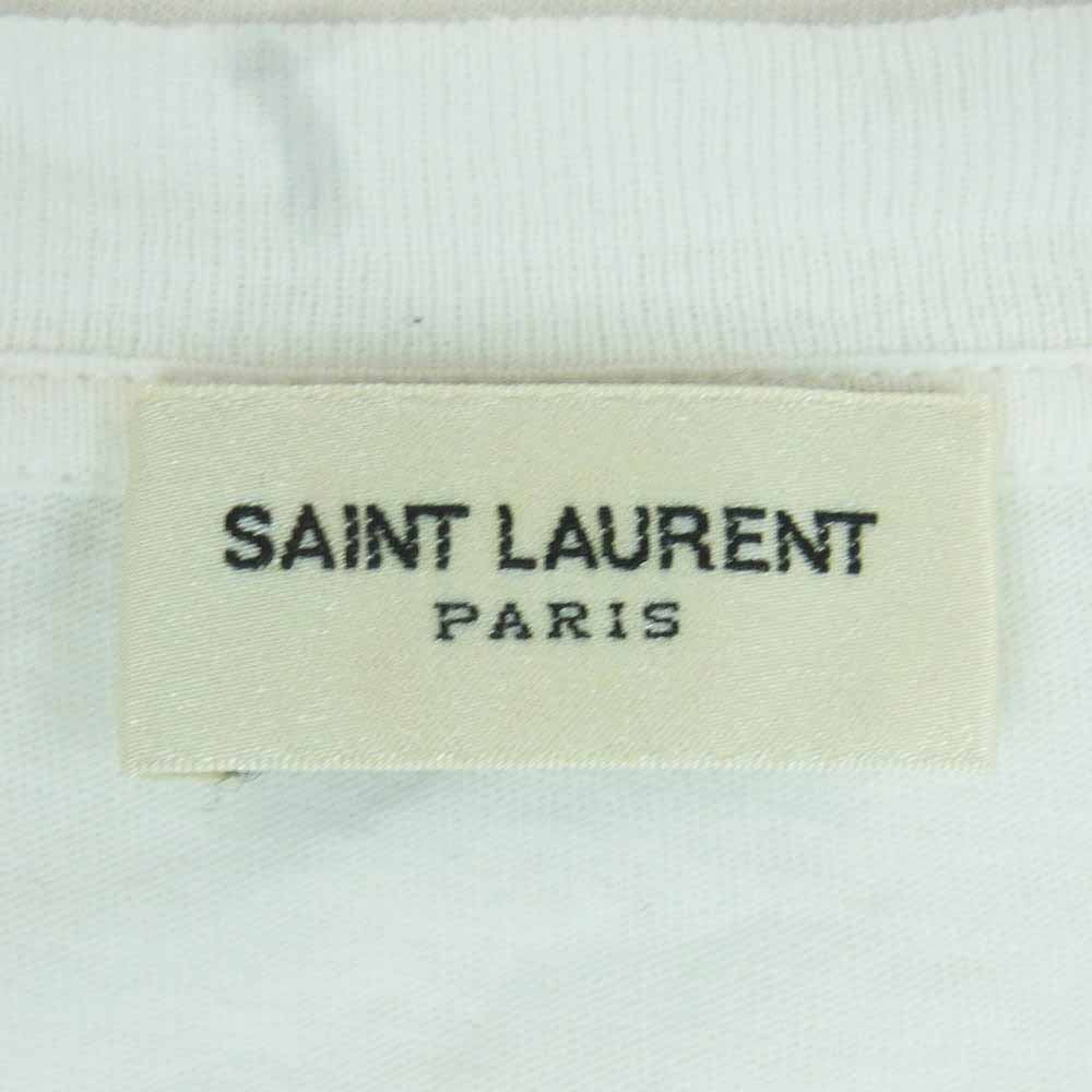 SAINT LAURENT サンローラン 480404 YB1HC ロゴプリント クルーネック 半袖 Tシャツ コットン イタリア製 ホワイト系 M【中古】