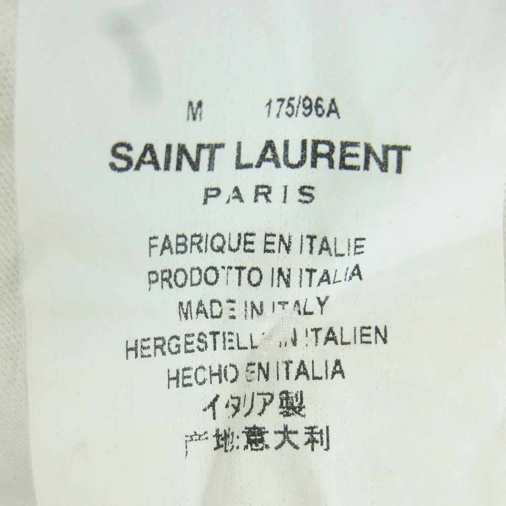 SAINT LAURENT サンローラン 480404 YB1HC ロゴプリント クルーネック 半袖 Tシャツ コットン イタリア製 ホワイト系 M【中古】