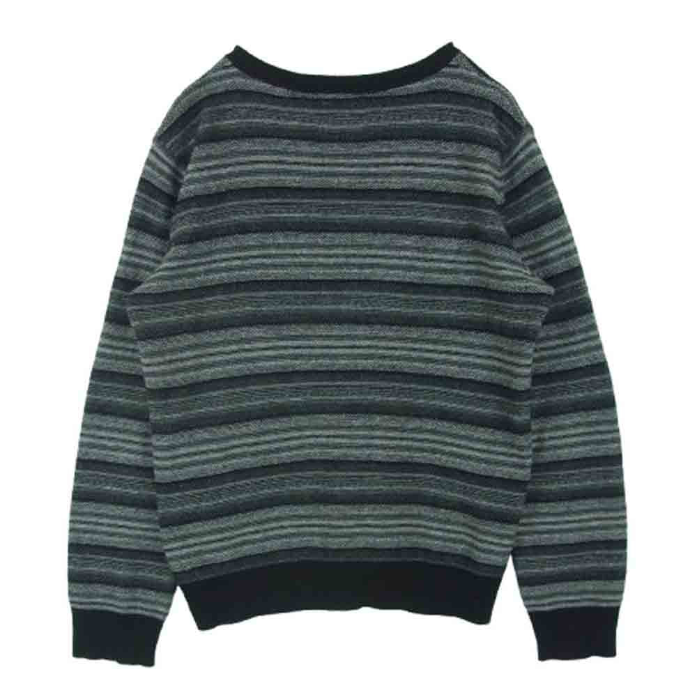 NUMBER(N)INE ナンバーナイン F07-NK017 クークスタグ マルチボーダー Vネック ウール ニット セーター ブラック系 グレー系 4【中古】
