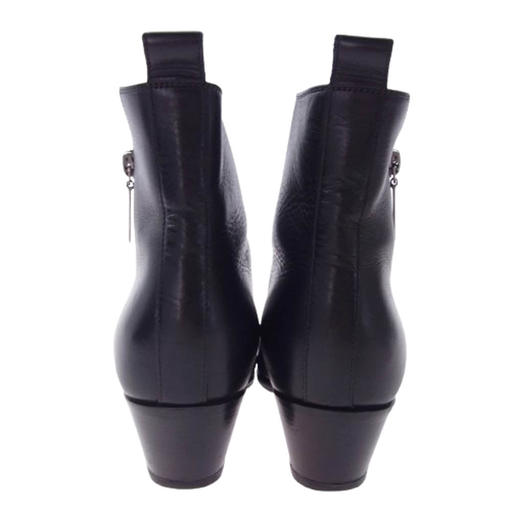 SAINT LAURENT サンローラン 484829 ROCK 40 ZIP BOOTIE サイドジップ ヒール レザー ブーツ ブラック系 36.5【中古】
