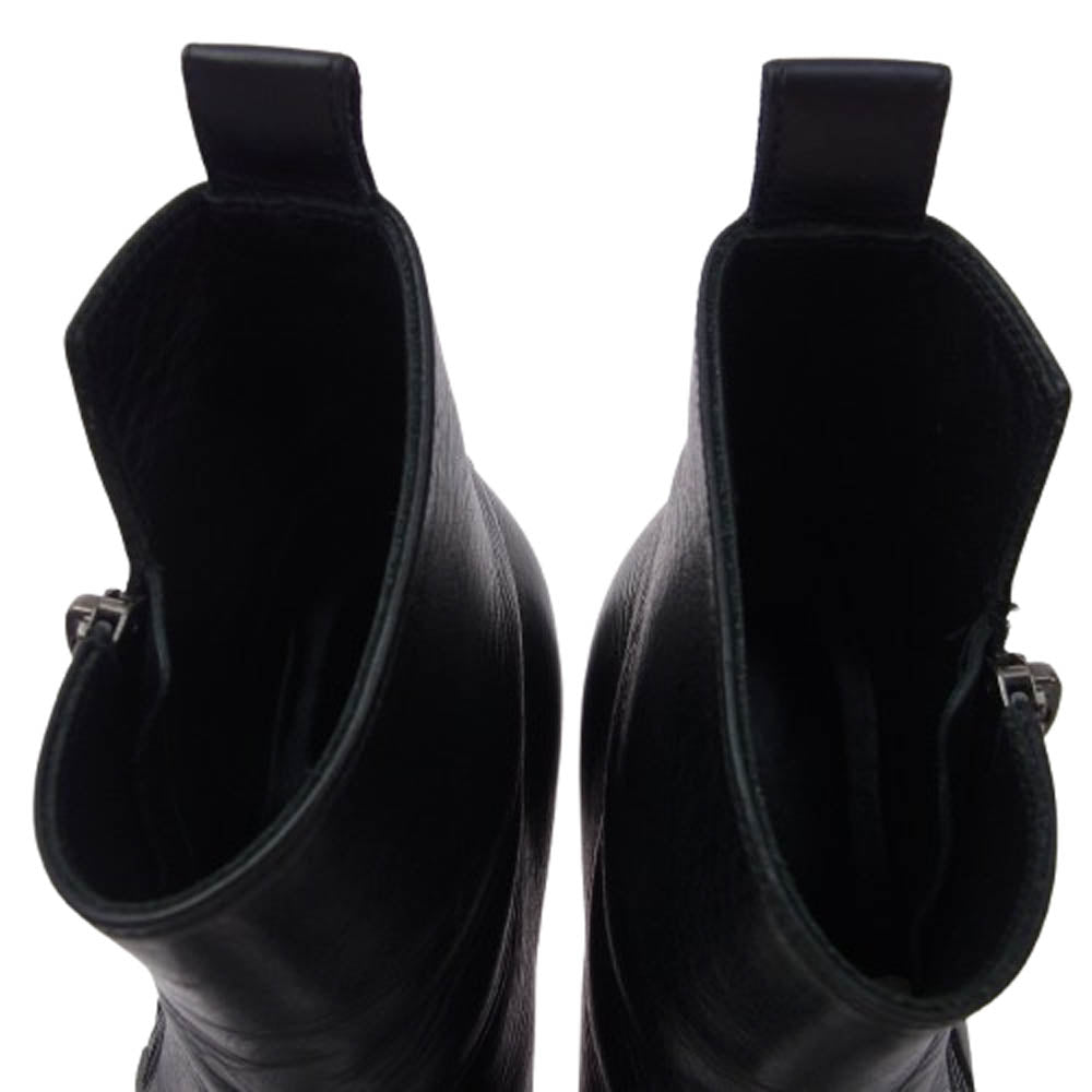 SAINT LAURENT サンローラン 484829 ROCK 40 ZIP BOOTIE サイドジップ ヒール レザー ブーツ ブラック系 36.5【中古】