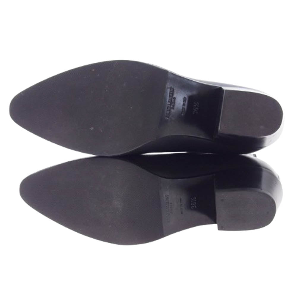 SAINT LAURENT サンローラン 484829 ROCK 40 ZIP BOOTIE サイドジップ ヒール レザー ブーツ ブラック系 36.5【中古】