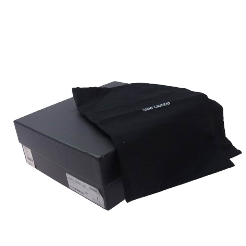 SAINT LAURENT サンローラン 484829 ROCK 40 ZIP BOOTIE サイドジップ ヒール レザー ブーツ ブラック系 36.5【中古】