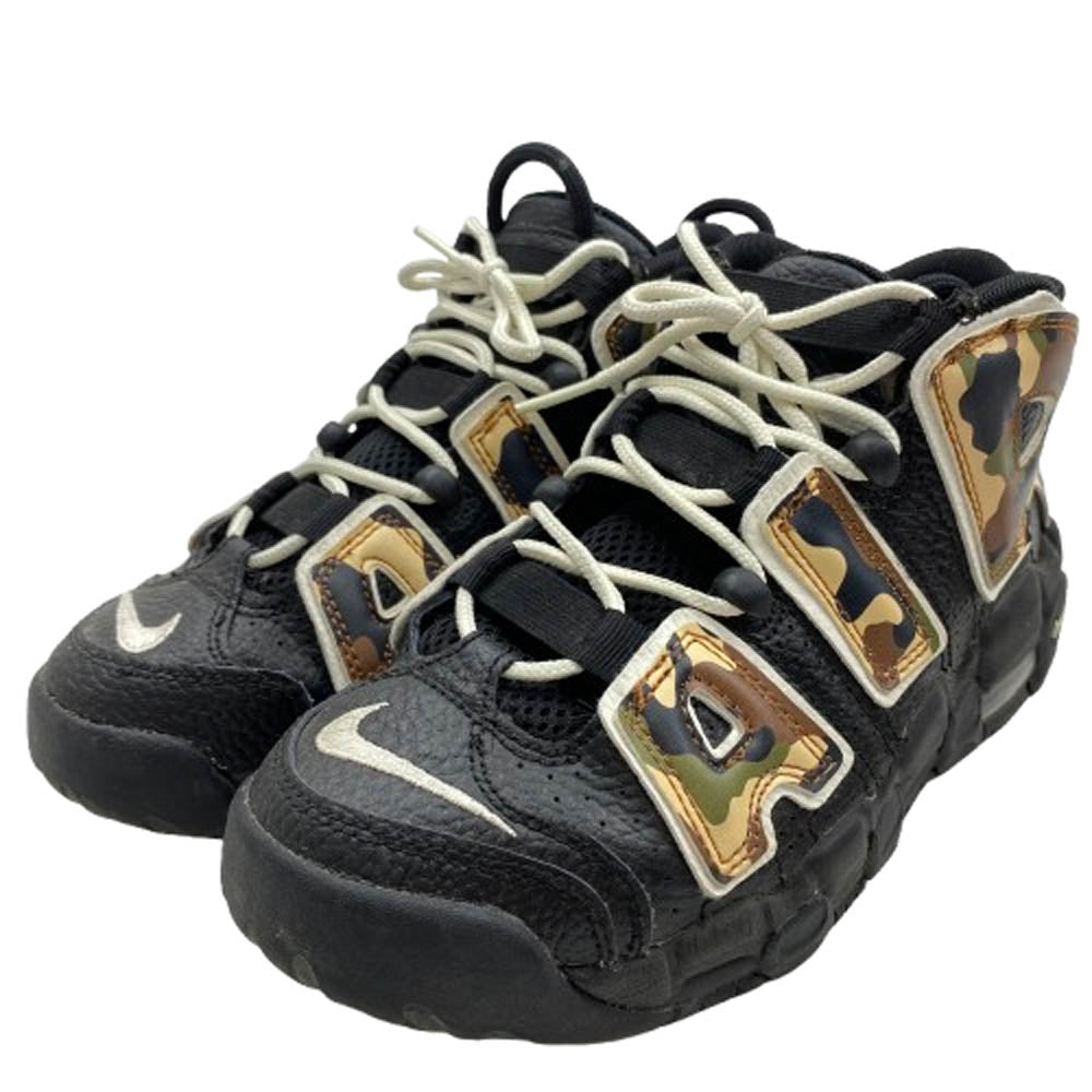 NIKE ナイキ CJ0930-001 AIR MORE UPTEMPO GS BLACK CAMO エア モア アップテンポ カモ スニーカー ブラック系 23.5cm【中古】