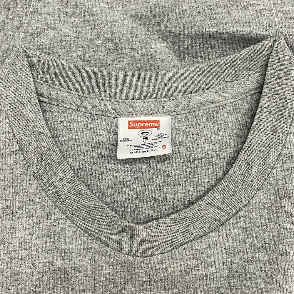 Supreme シュプリーム 16SS Betty Boop Tee ベティ ブープ プリント 半袖 Tシャツ グレー系 S【中古】