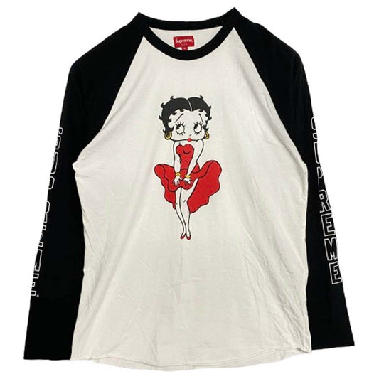 Supreme シュプリーム 16SS Betty Boop Raglan ベティ ブープ ラグラン ロングスリーブ カットソー 長袖 Tシャツ ロンT ホワイト系 M【中古】